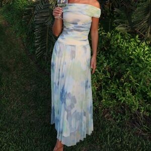 Abercrombie & Fitch Giselle Drop-Waist Mesh Maxi Dress